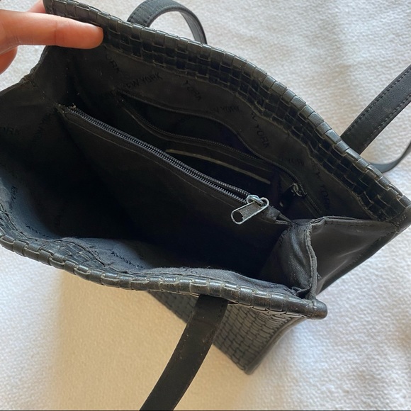 Vintage woven black leather purse handbag Jones New York - Picture 5 of 6